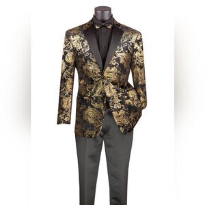 MEN'S VINCI 2 BUTTON MODERN FIT SPORT COAT WITH FLORAL JACQUARD PATTERN. BM-02